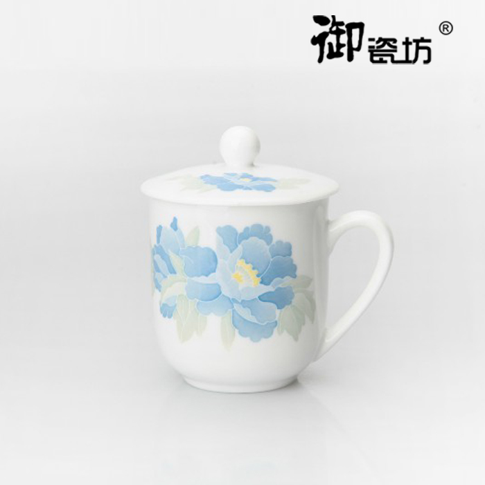供应醴陵瓷器釉下彩常委茶水杯可定制加印LOGO