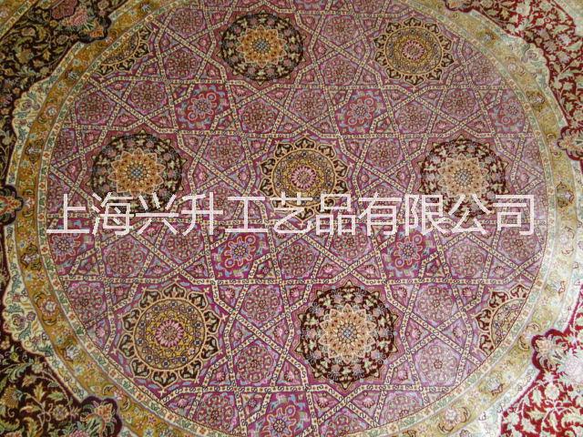 上海市供应手工真丝地毯圆形地毯、厂家