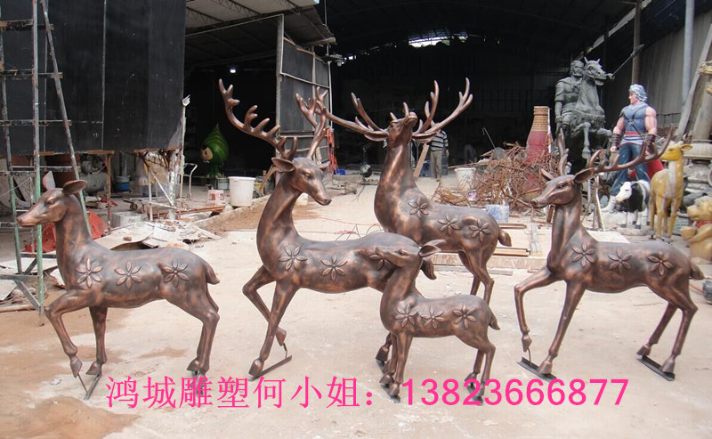 供应用于园林景观的玻璃钢仿真小鹿雕塑 玻璃钢鹿雕塑