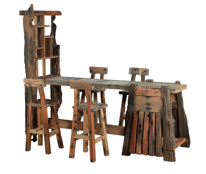 供应老船木吧台家具 实木船木椅组合 老船木吧台椅组合 老船木吧台厂家