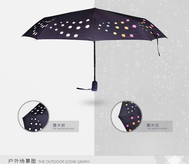 深圳市雨伞厂家定制遇水变色雨伞圆点波点厂家