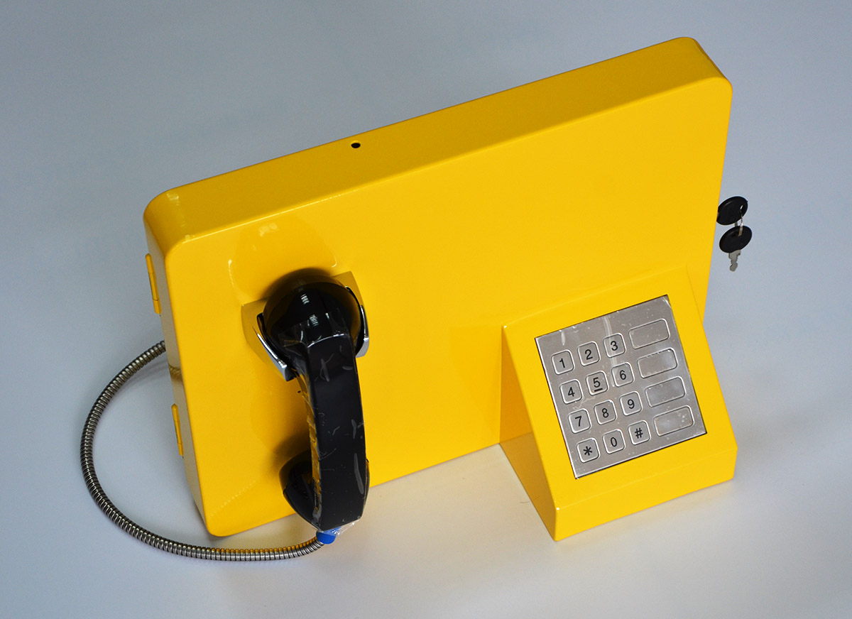 佛山农村商业银行金属电话机，壁挂式无人间电话机/提机3秒免拨96138电话机