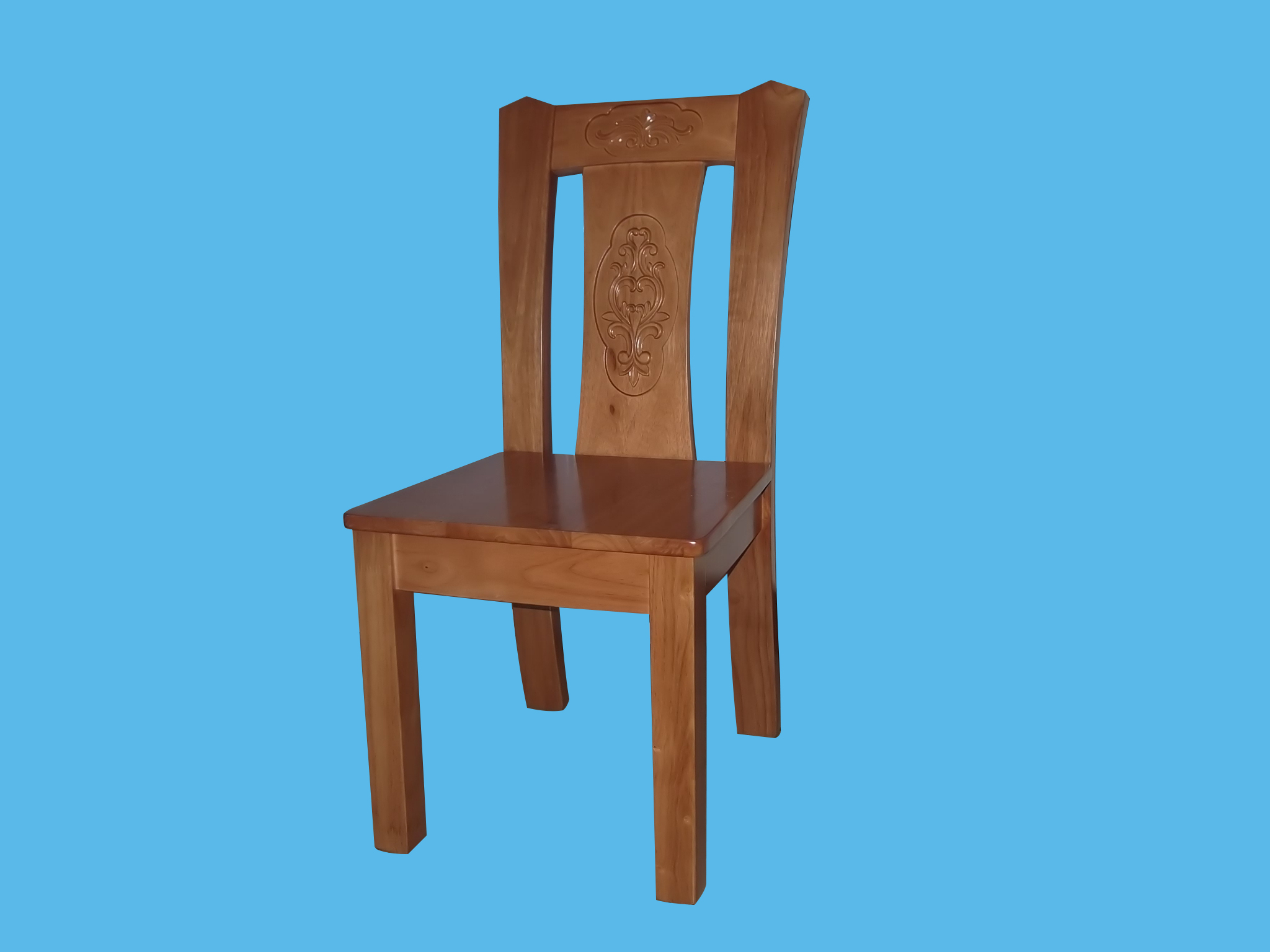 供应实木橡木特价红色靠背组装原木椅子