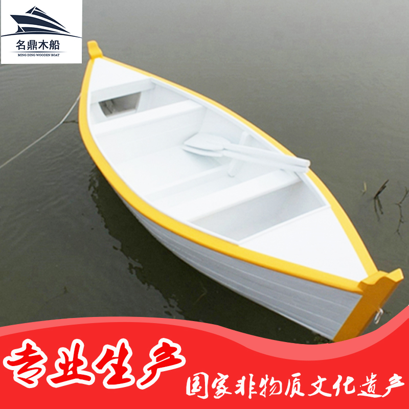供应新品水上运动木船钓鱼船欧式手划船玻璃钢电动游玩船观光道具小船