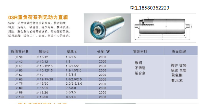 供应用于各种流水线的滚筒系列产品