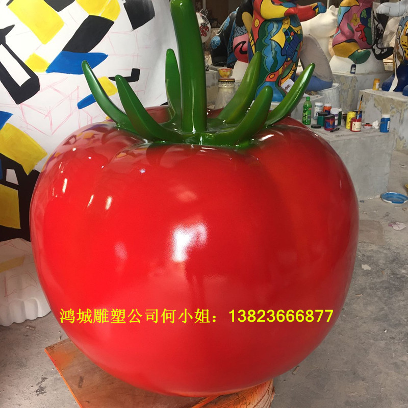 深圳市玻璃钢仿真西红柿雕塑厂家供应用于园林摆件的玻璃钢仿真西红柿雕塑 玻璃钢番茄雕塑