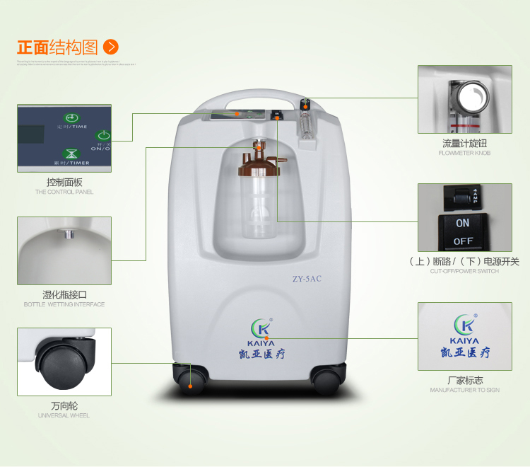 供应南阳凯亚吸氧机专卖  家用吸氧机凯亚制氧机ZY-5AC家庭医用吸氧机法国分子筛吸氧机