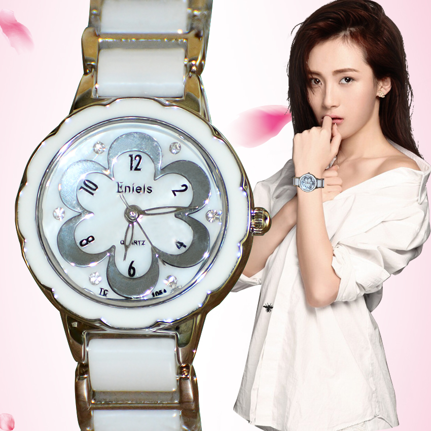 供应用于手表chan的花朵图案高档陶瓷手表女腕表批发