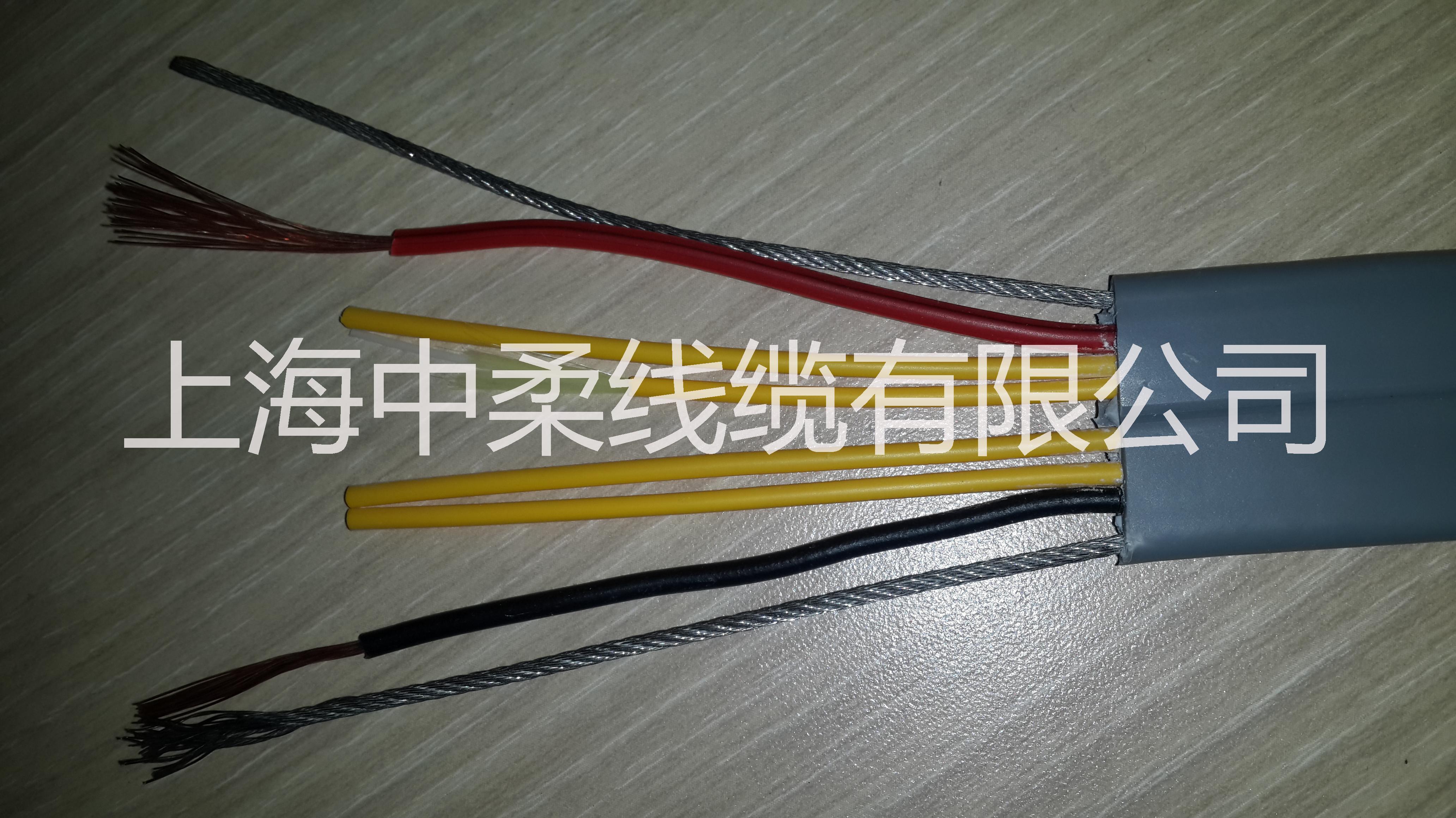 上海中柔厂家供应TVVB电梯监控随行扁光纤数字监控信号传输专用带钢丝电源2*1.0屏蔽耐拖拉随行扁型特种光纤