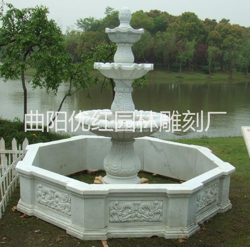 供应石雕汉白玉喷泉  大理石喷泉制作价格  北京喷泉施工单位图片