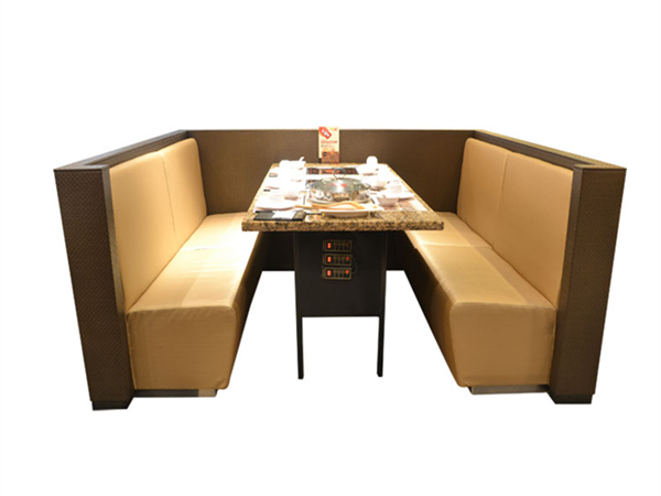 西茶餐快餐咖啡厅简约卡座沙发桌椅快餐奶茶店食堂连体餐桌椅现代组合靠墙转角弧形沙发