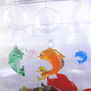 盐城市鱼缸玻璃小饰品彩色玻璃夜光海豚厂家供应鱼缸玻璃小饰品彩色玻璃夜光海豚