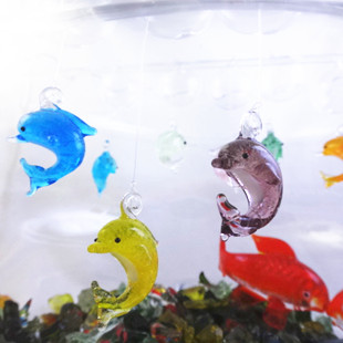 鱼缸玻璃小饰品彩色玻璃夜光海豚供应鱼缸玻璃小饰品彩色玻璃夜光海豚