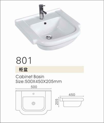 供应用于装配浴室柜|家庭装修|工程建设的平整洁白釉面50仔柜盆