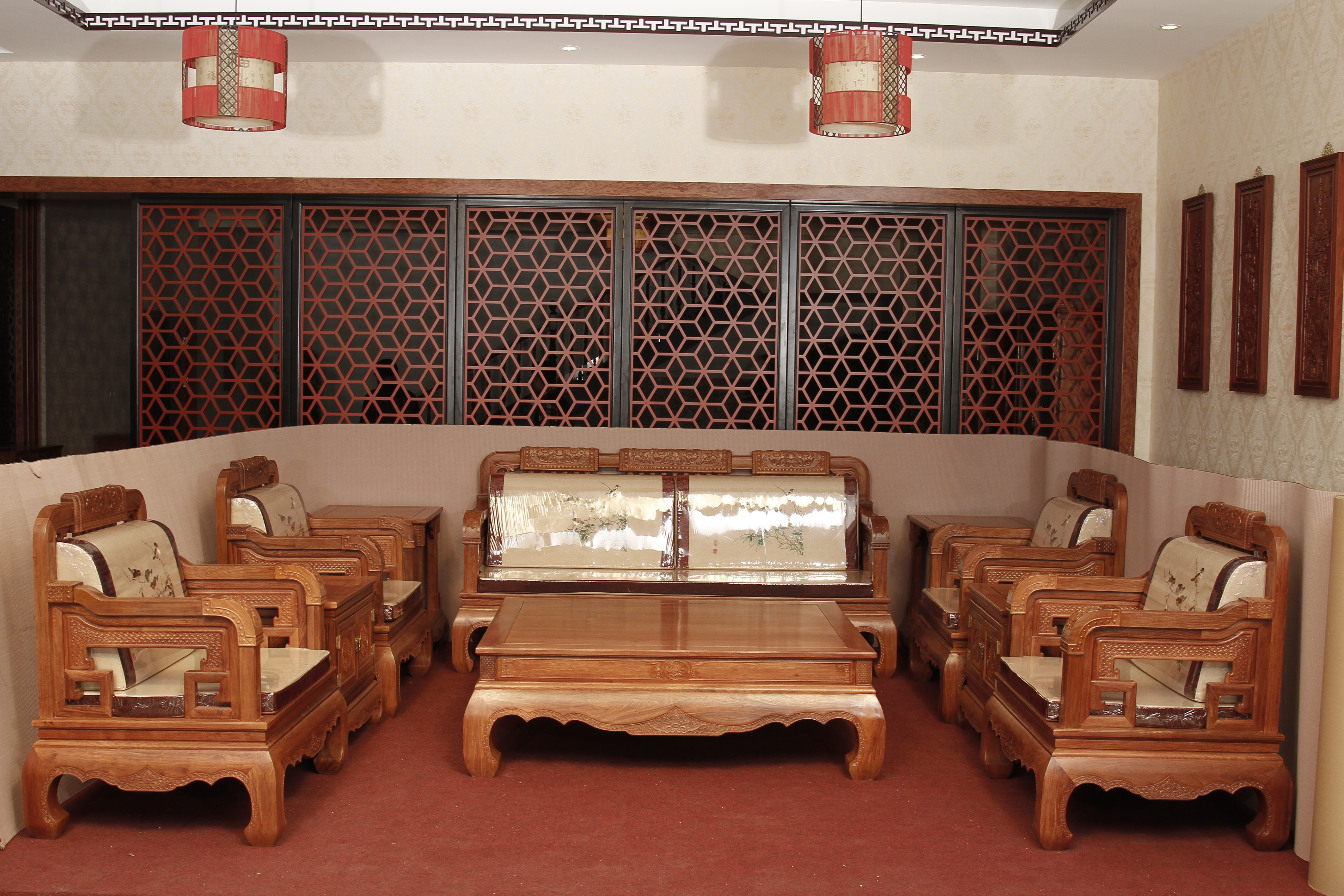 供应用于客厅的福建家具厂鲁创红木家具价格和谐世家沙发