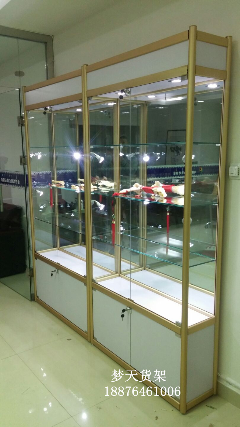 精品展示柜玻璃货架钛合金货架汽车用品展示架化妆品展柜图片