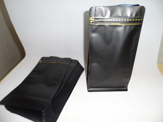 黑色一磅咖啡袋 一磅咖啡袋 黑色哑膜八边封平底单边拉链一磅袋