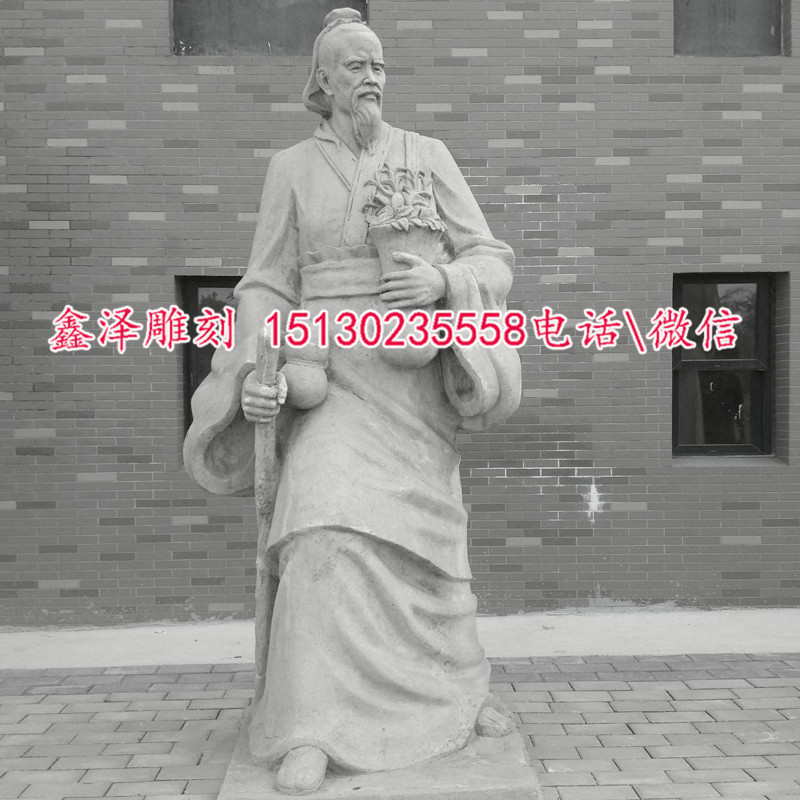 厂家供应石雕汉白玉华佗雕像古代历史人物雕塑图片