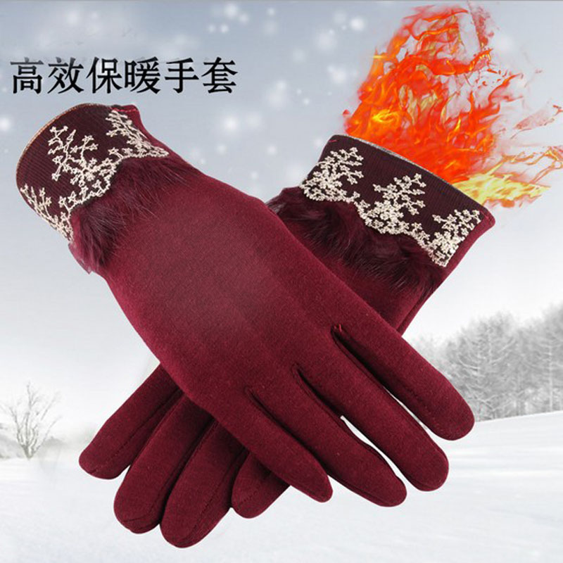 女士不倒绒棉手套加绒触屏手套保暖防寒一件代发秋冬手套图片