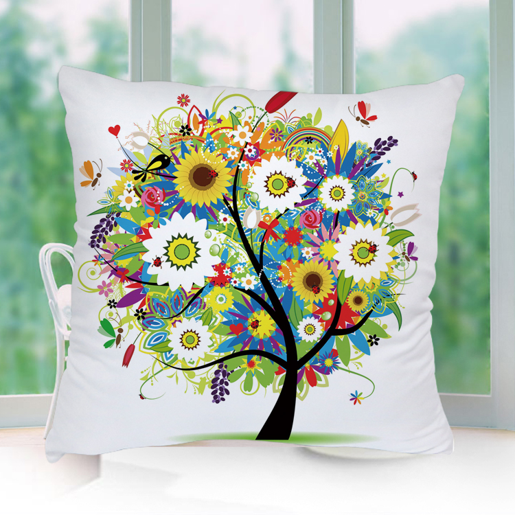 高精度热转印创意植物花卉汽车客厅卧室靠垫发财树抱枕套可做摆件