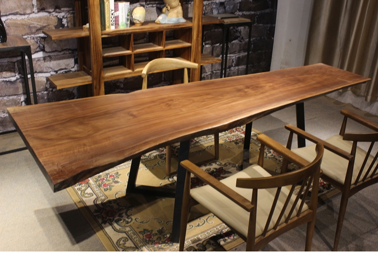 家有名木供应北美简约黑胡桃实木大板新中式家具餐桌书桌会议桌茶桌办公桌茶台