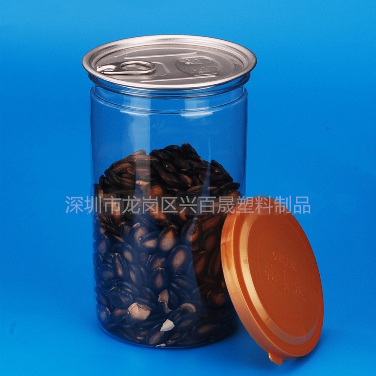 厂家批发透明食品塑料瓶塑料罐PET易拉罐花果茶罐380ml包装图片