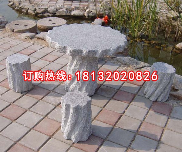 石雕桌凳，公园景观雕塑图片