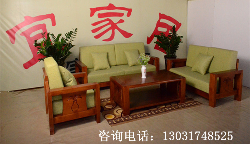 中式实木沙发现代客厅小户型可拆洗实木沙发厂家直销图片