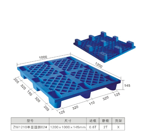 生产供应加厚单面方形网格吹塑托盘长方形高密度蓝色吹塑托盘塑胶栈板图片