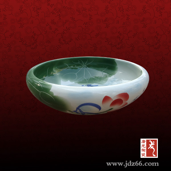 景德镇陶瓷小鱼缸定做厂家，陶瓷养鱼缸，陶瓷缸图片