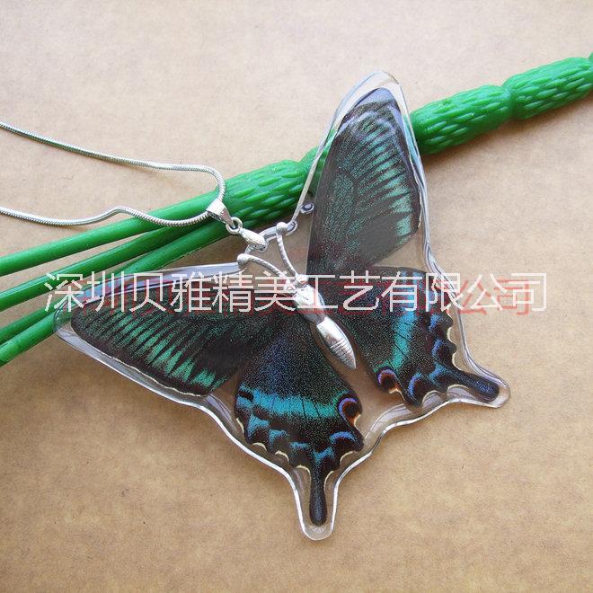 真实蝴蝶标本人工琥珀饰品精品树脂工艺品图片