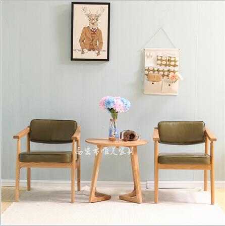 实木休闲椅 高密市唯美家具纯实木水曲柳休闲椅 简约现代PU坐垫咖啡椅图片