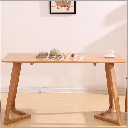 山东唯美纯实木白橡木餐桌 长方形拐腿桌 时尚简约现代可定制书桌图片