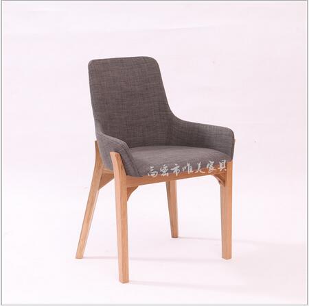 纯实木橡木休闲椅简约现代软包椅时尚布艺SOLO椅图片
