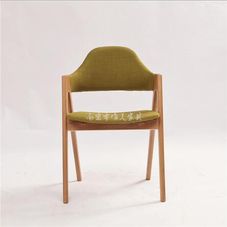 高密市唯美家具纯实木橡木休闲椅 韩式简约现代布艺坐垫咖啡椅