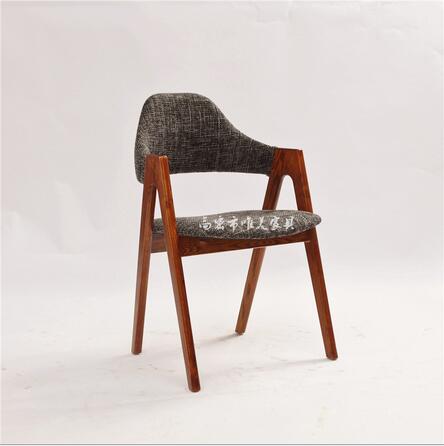 高密市唯美家具纯实木橡木休闲椅 韩式简约现代布艺坐垫咖啡椅