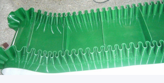 档板裙边输送带 加挡板裙边绿色pvc输送带厂家，广州工业皮带制造