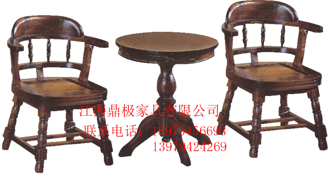 供应咖啡桌椅/室内咖啡桌椅/杉木/靠背咖啡椅/防腐木独角桌图片