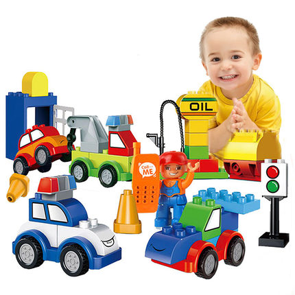 星斗城儿童积木玩具宝宝益智塑料拼装汽车大颗粒拼插1-2-3-6周岁图片
