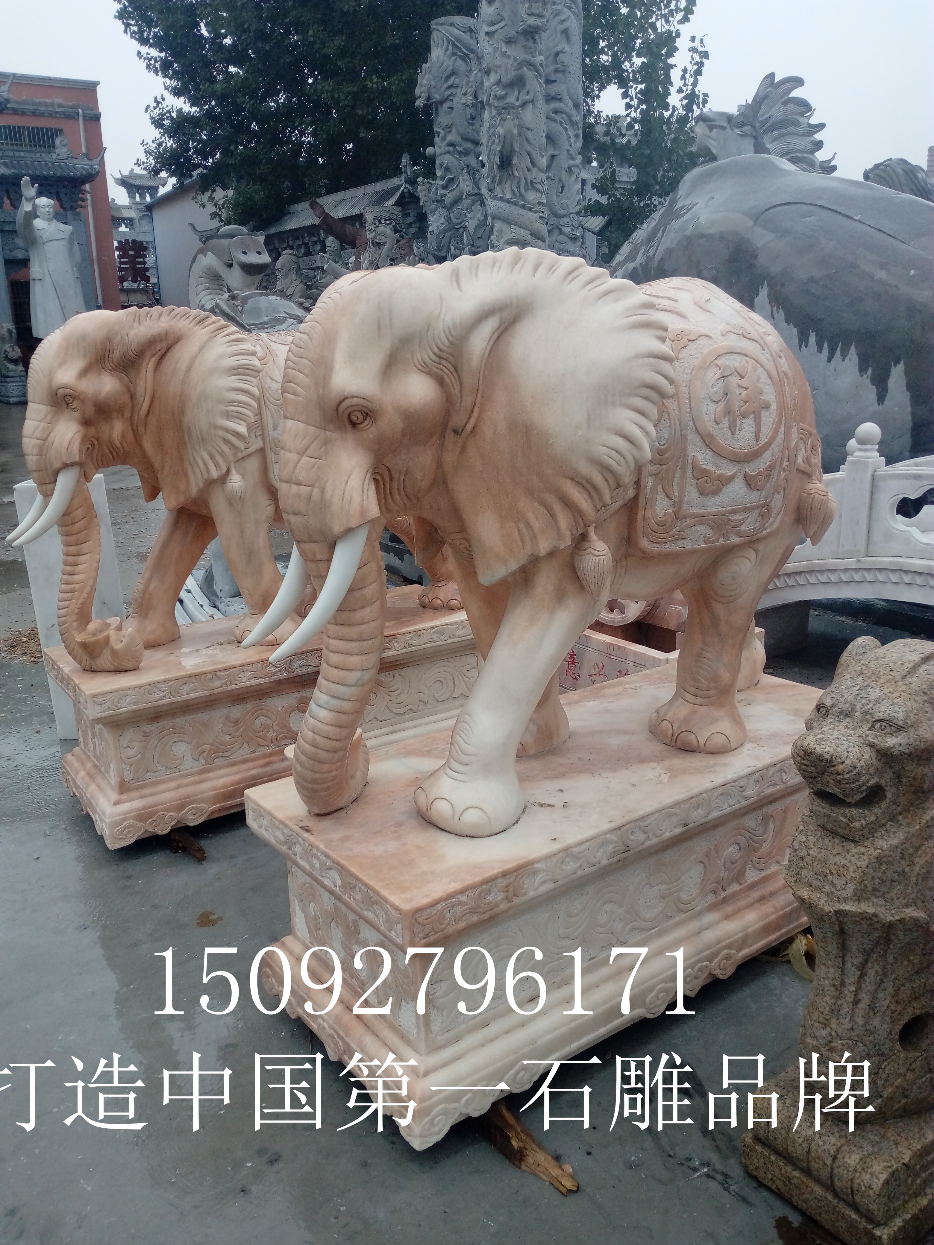 石雕大象花岗岩石大象汉白玉石雕大象厂家顺利石雕精品石大象，来图加工订做