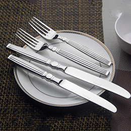 酒店不锈钢餐具 竖条纹西餐刀叉进口高档餐具LV2012