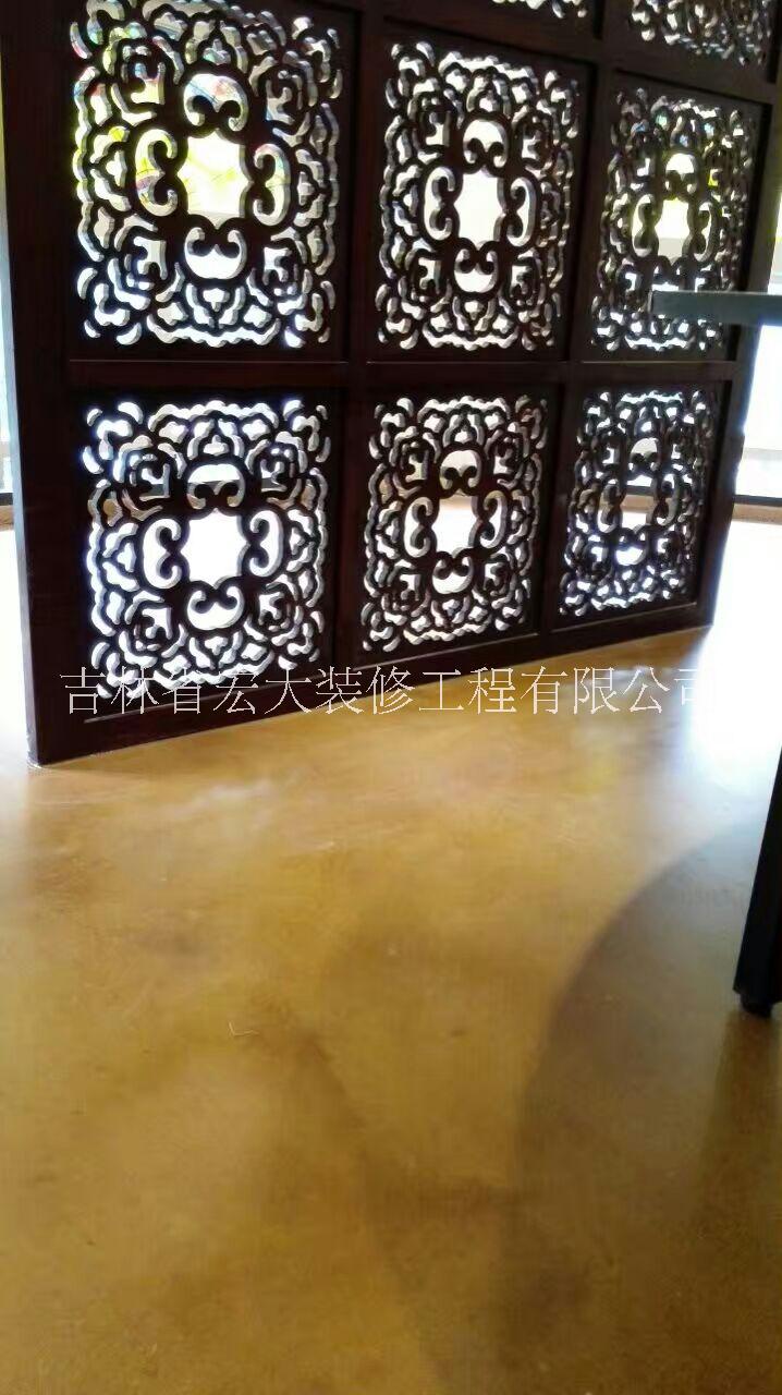 大庆高强面层水泥彩色自流平厂家饭店宾馆咖啡厅等地面设计图片
