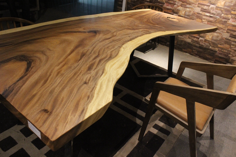 胡桃木烘干实木大板现代简约生态美式 南美花梨家装设计师桌家