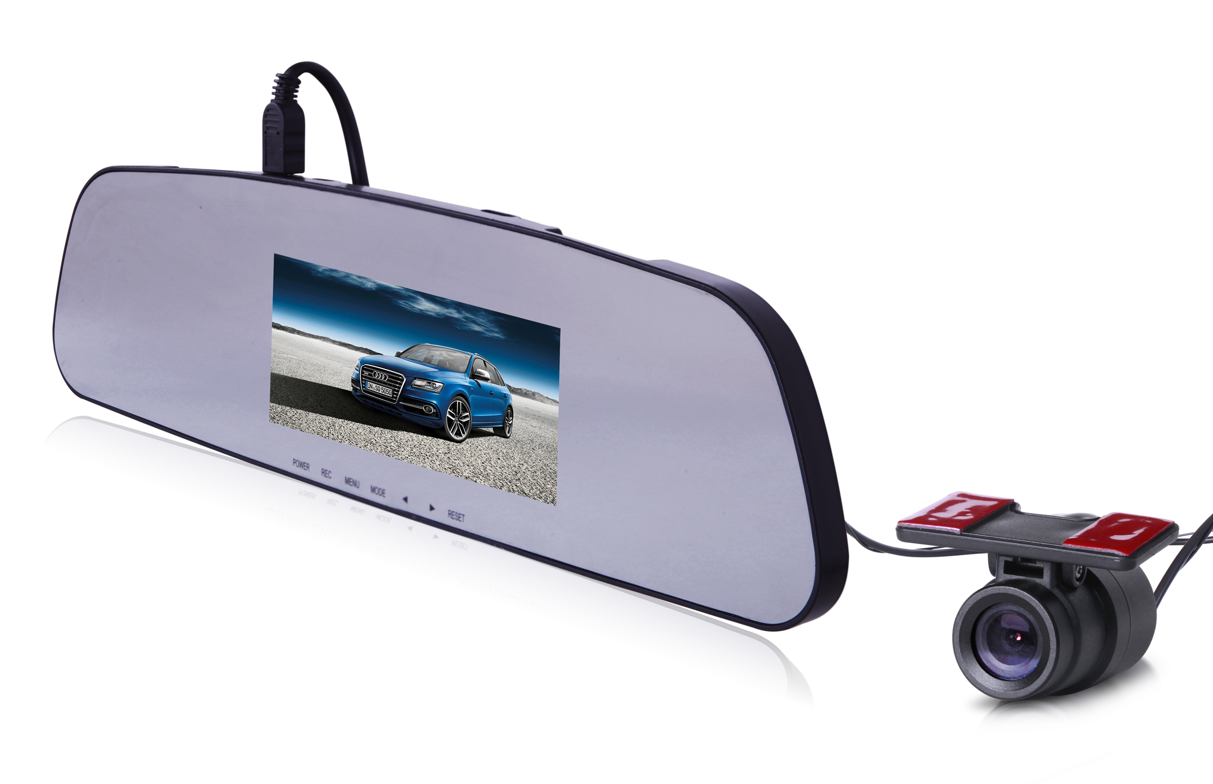 IRO羿龙2.7寸行车记录仪双路1080P高清外拉镜头停车监控防碰瓷礼品 智能后视镜行车记录仪