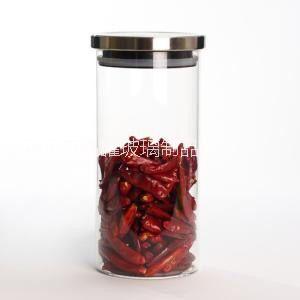 玻璃密封罐储物罐保鲜瓶干果罐出口茶叶罐不锈钢盖直筒玻璃密封罐图片