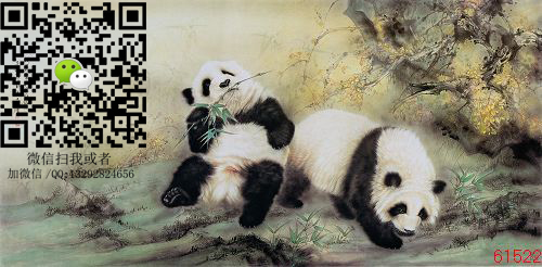 大绿猫熊猫绿熊猫国画老烟墨做旧图片