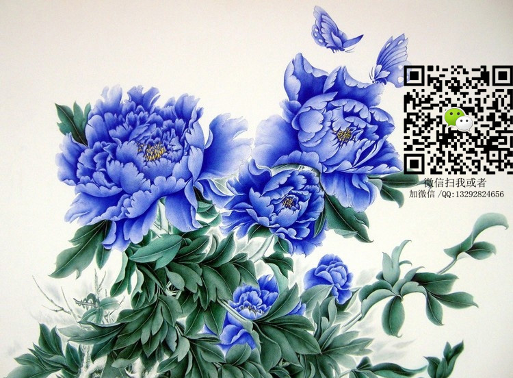上海蓝牡丹工笔画