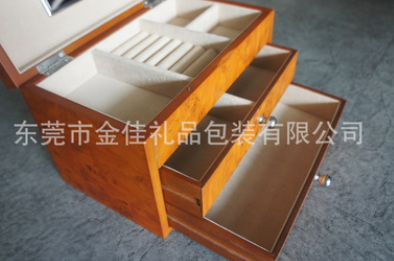 厂家订做珠宝箱  PVC喷漆木盒批发 高档化妆品包装盒价格   供货商抽屉木盒