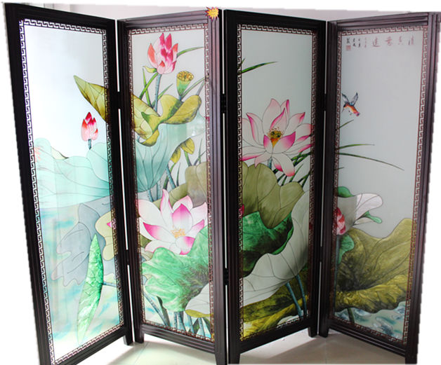 上海纯手工玻璃彩绘屏风 上海纯手工玻彩绘屏风厂家 纯手工玻璃