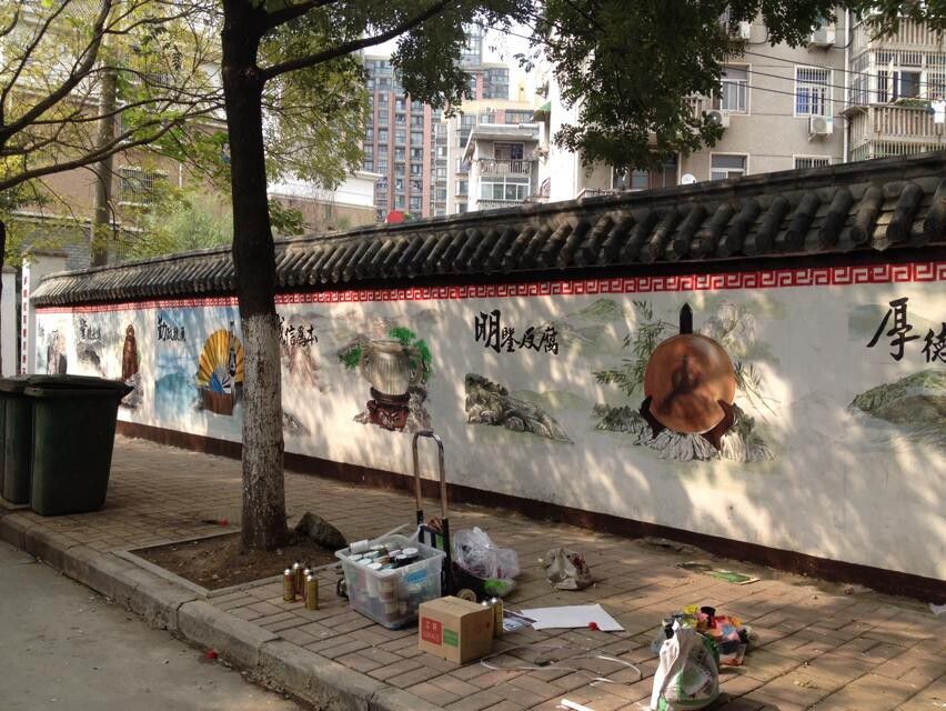 上海房地产外墙手绘_外墙墙体彩绘_房地产宣传广告手绘图片